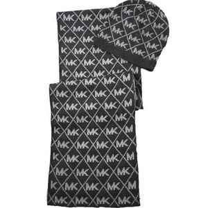 Michael Kors sparkly silver/dark gray scarf & hat